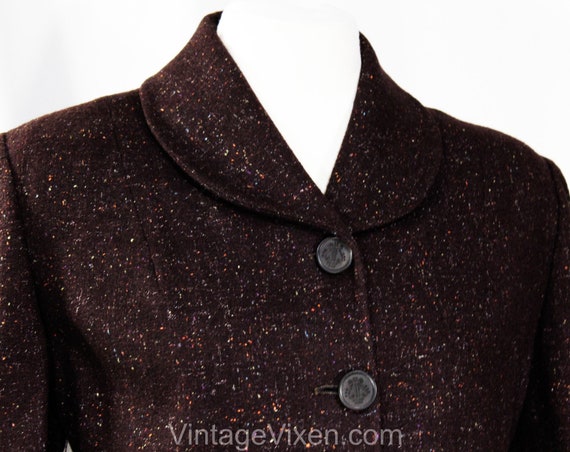 Size 2 Tweed Suit - XS Small 1950s Brown Flecked … - image 3