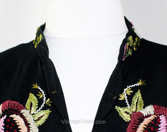 Vintage Floral-Pattern Purple & Black Jacket - XL