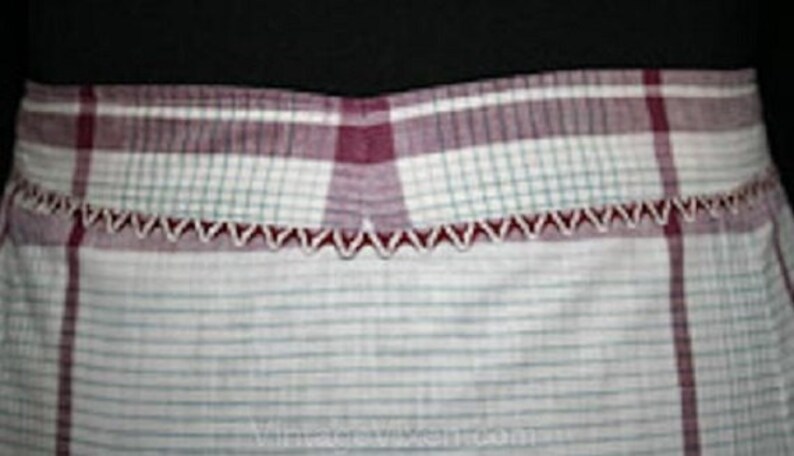 Child/'s or Size 0 Adult Apron 30s Depression Era FINAL SALE XXS Rustic Burgundy Plaid 1930s Apron with Rick-Rack Mint Condition
