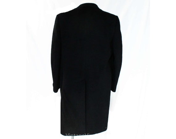 Men's Large Cashmere Coat - Handsome 1950s Black … - image 7