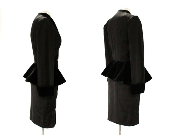 Black Designer Dress with Peplum - Couture Qualit… - image 4