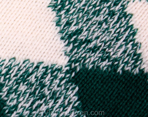 1950s Arm Warmers - Emerald Green & White Wool Ar… - image 2