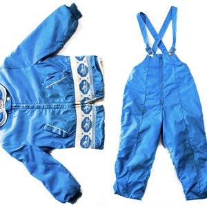 5T 1950s Blue Snow Suit - Shabby Condition Child&#39;s Ski Jacket, Pant & Two Hats - 50s 60s Turquoise Furry Lined Windbreaker - Winter Novelty