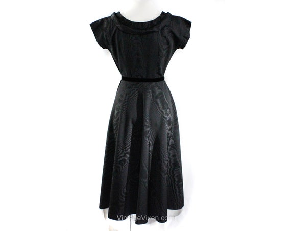 1940s Black Dress - Gorgeous Small 40s 50s Moire … - image 10