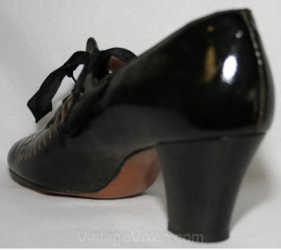 As Is Size 5 1/2 Flapper Era Shoe - 1920s Black P… - image 3