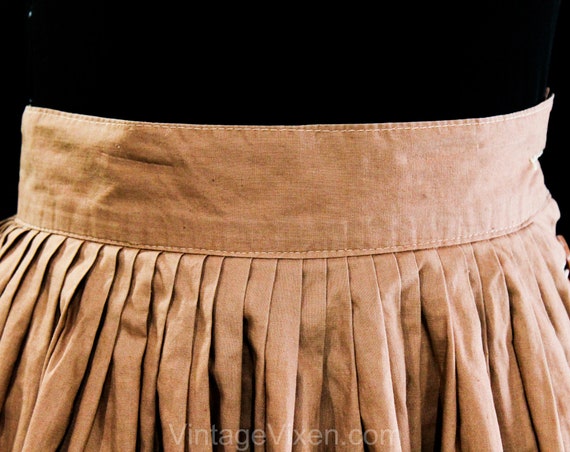 XXS 1940s Full Skirt - Size 2 Mocha Brown Pleated… - image 2