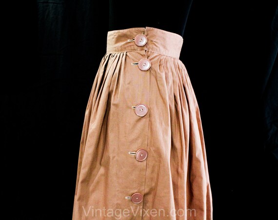 XXS 1940s Full Skirt - Size 2 Mocha Brown Pleated… - image 3