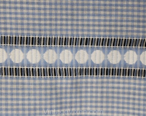 1950s Gingham Skirt - Light Blue Checked Cotton 5… - image 5