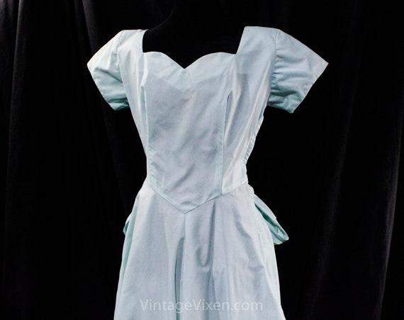 1940s Evening Dress - Aqua Blue Nylon - Small Siz… - image 2