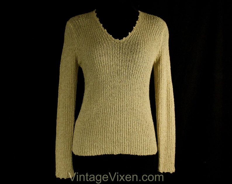 Fall Autumn Size 6 Tan Pullover 1980s Taupe Boucle Sweater Bust 34 Small 80s V Neck Casual 80/'s Nubby Textured Beige Knit Top