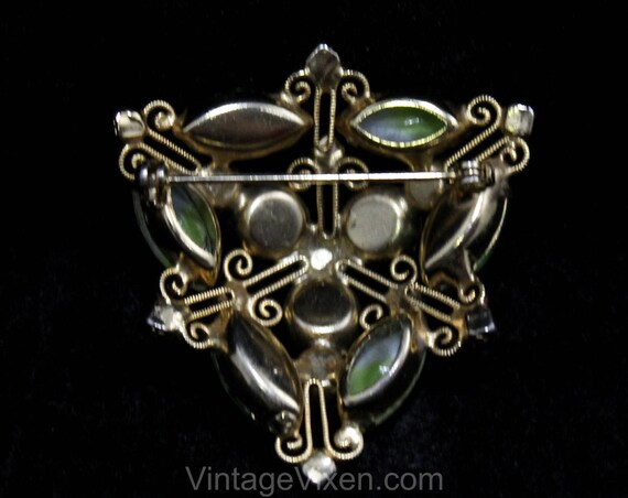 1950s Juliana Brooch - Peridot Green Rhinestones … - image 3