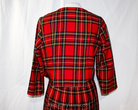 Size 8 1950s Tartan Plaid Suit - Red Forest Green… - image 3