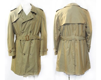 Gabardina para hombre - Magnífica lona de piel de tiburón - Beige, dorado, plateado, gris y verde - Gabardina clásica para hombre de los años 50 y 60 con hebillas y correas - Pecho 44