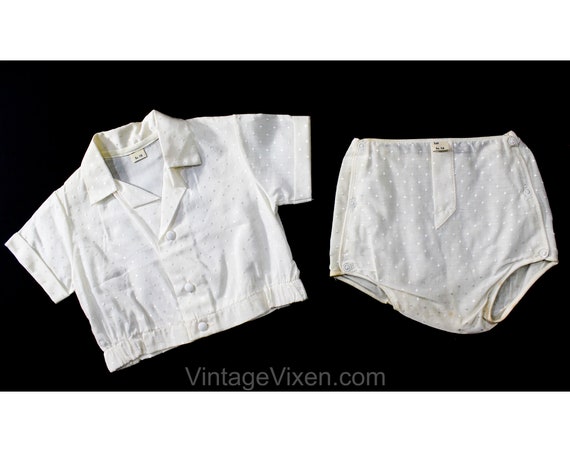 Toddler's 50s Outfit - White Rayon 1950s Short Se… - image 1