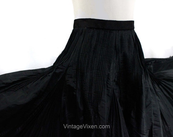 1890s Black Silk Skirt with Accordion Pleats & Ch… - image 5