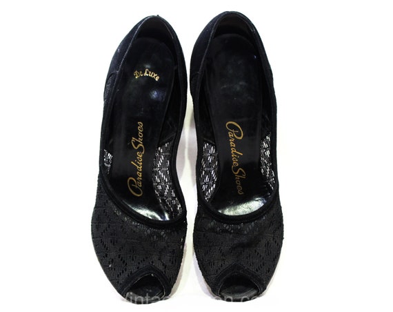 Size 5.5 1940s Black Suede Shoes with Seductive S… - image 6