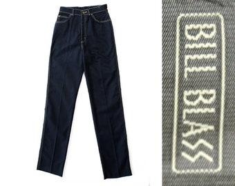 Size 2 Navy Jeans - 1990s Dark Blue Denim Designer Bill Blass Pants - Retro 80s 90s Small - Straight Leg Trouser NWT Deadstock - Waist 24.5