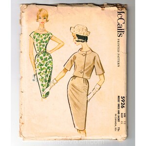 60s Sewing Pattern - Tailored Sleeveless Dress & Matching Jacket Suit Dated 1961 - Unused Complete Bust 32 McCall 5926 1960s Dressmaker