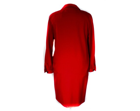 Size 12 Valentino Dress - Red Wool Challis 80s De… - image 9