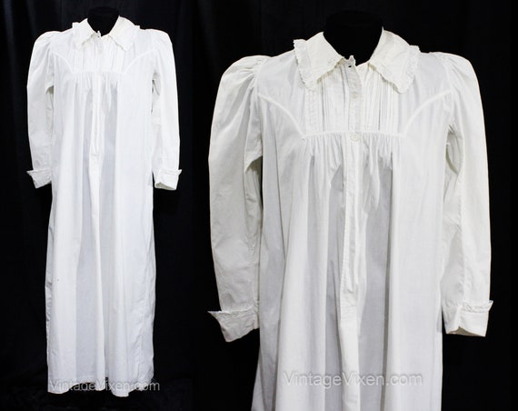 Ladies Victorian Nightgown - 1890s 1900s White Co… - image 1