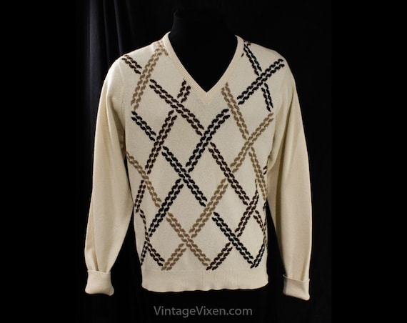 Men's Ballantyne Cashmere Sweater - Large Beige Ta