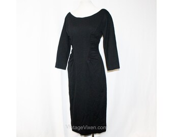 Little Black Dress by Italian Designer Luisa Spagnoli - Sexy Fabulous 50s Marilyn Wiggle Dress - Knit LBD - Size Medium - Waist 27