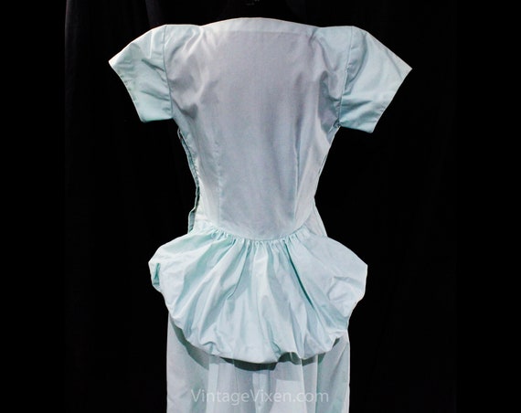 1940s Evening Dress - Aqua Blue Nylon - Small Siz… - image 6