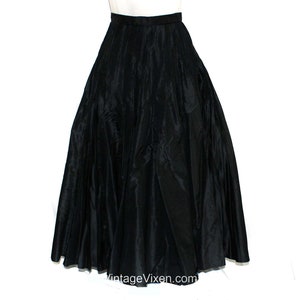 1890s Black Silk Skirt with Accordion Pleats & Chevron Tucks - Medium Size 8 Gothic Steampunk Antique Rustling Floor Length Skirt - Waist 27