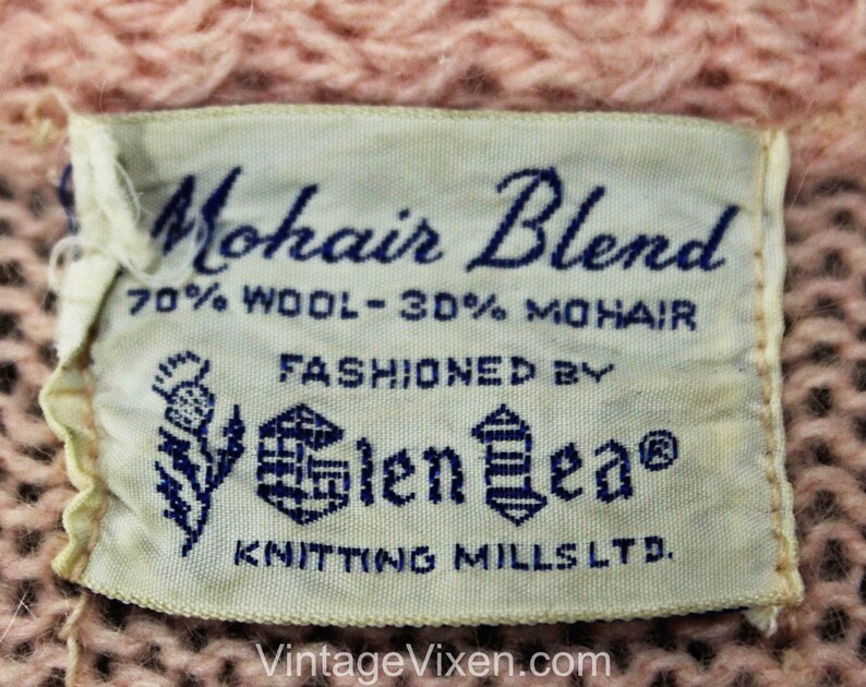 Size 6 Pink Mohair Cardigan Sweet Spring 60s Knitted Jumper Bust 34 1960s Small Pastel Open Front Sweater with Flower Bud Embroidery