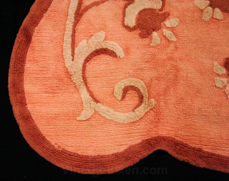 Large 4 X 6 Foot Chenille Area Rug Pink & Mauve Flourishes Etsy