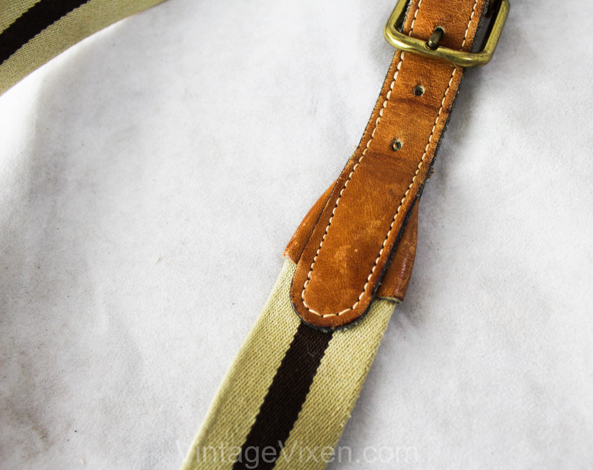 LACOSTE IZOD VTG SOLID BRASS LOGO BUCKLE ADJUSTABLE STRIPE WOOL BELT ENGLAND Men main image 2