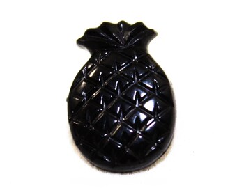 10 Black Pineapple Plastic Buttons - 14mm x 9mm - Small Novelty Tropical Pine Apple Fruit - Sewing Crafts - 3/16 Shank - 80s Deadstock
