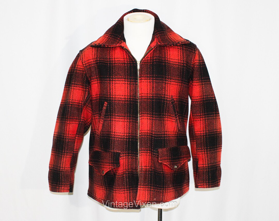 Medium 1940s Red and Black Check Jacket