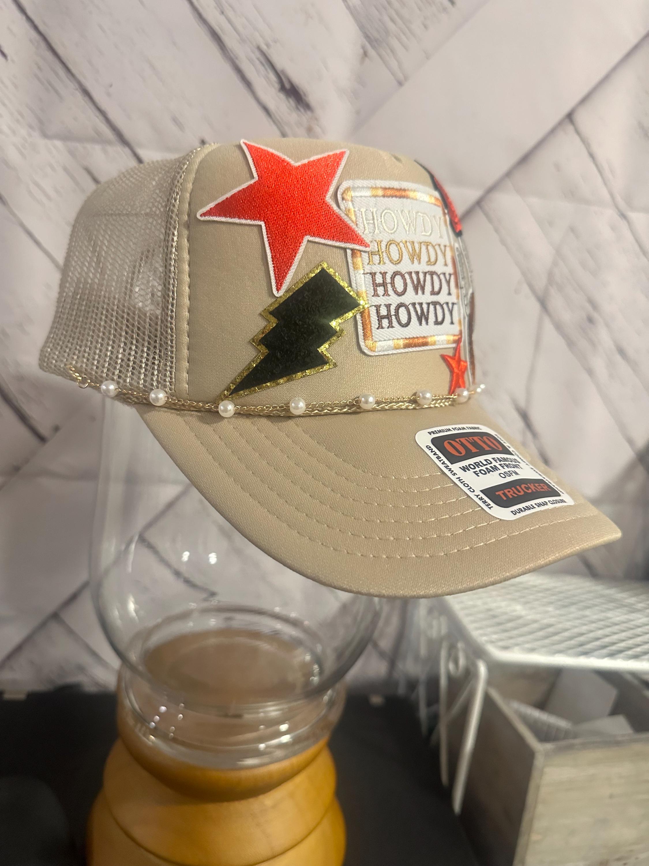 Beige 5-panel Otto Trucker Hat – Western “howdy” Patch With  display picture 3