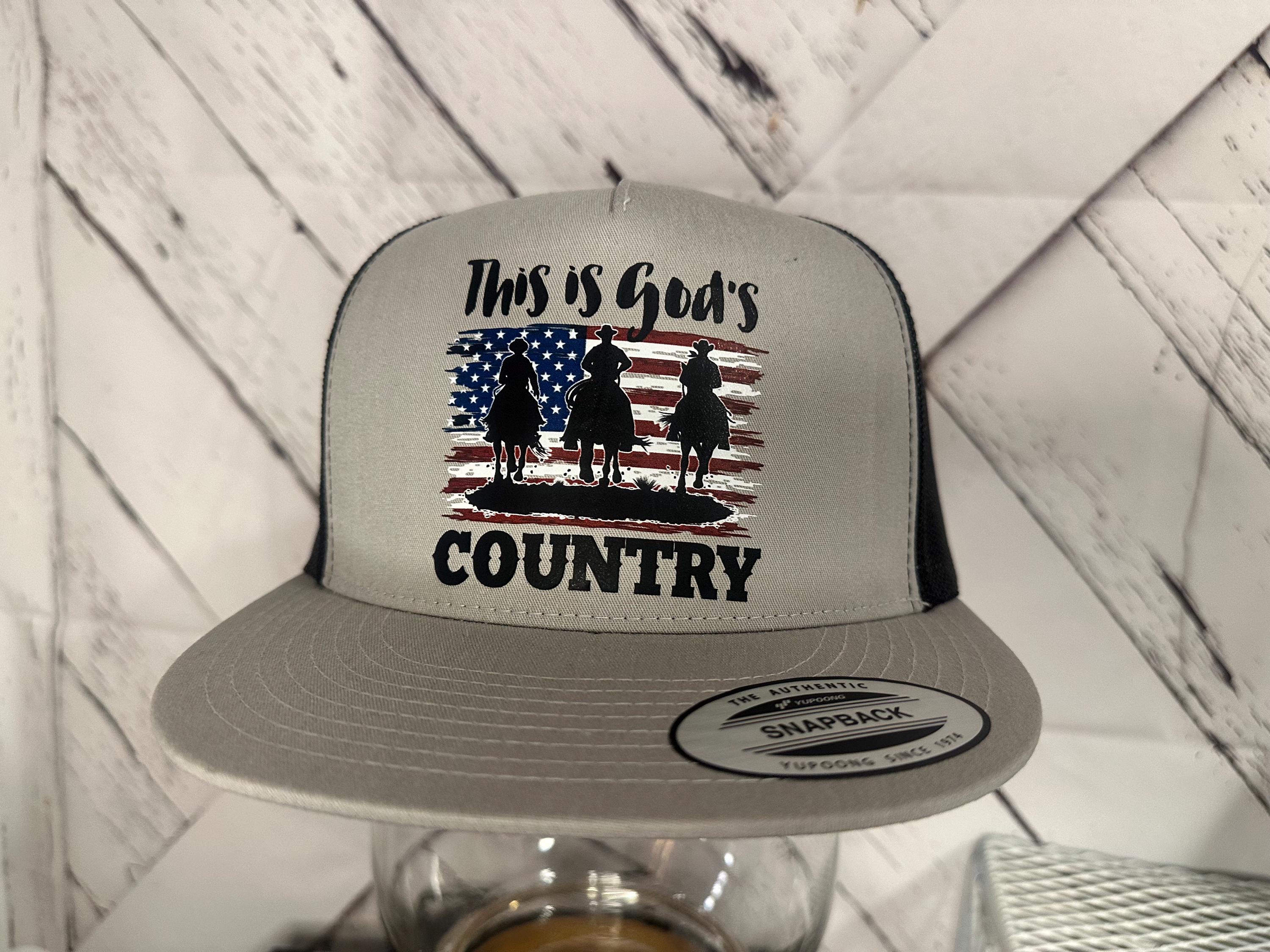 NWT God\'s Country Script Trucker Hat — Taupe & Light Blue Get Me to God main image 2