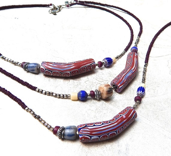 Trade Bead Necklace Boho Beaded Necklace Hippie Jewelry - Etsy