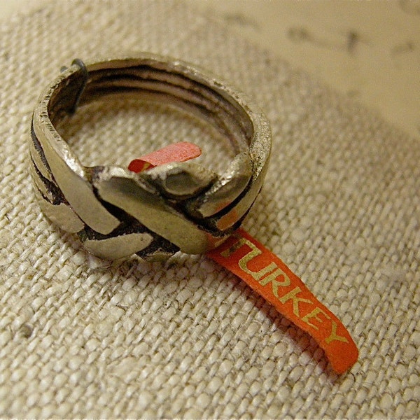 Puzzle Ring, Vintage Silver Puzzle Ring