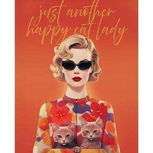 Another Happy Cat Lady - Retro Wall Art for Cat Lovers