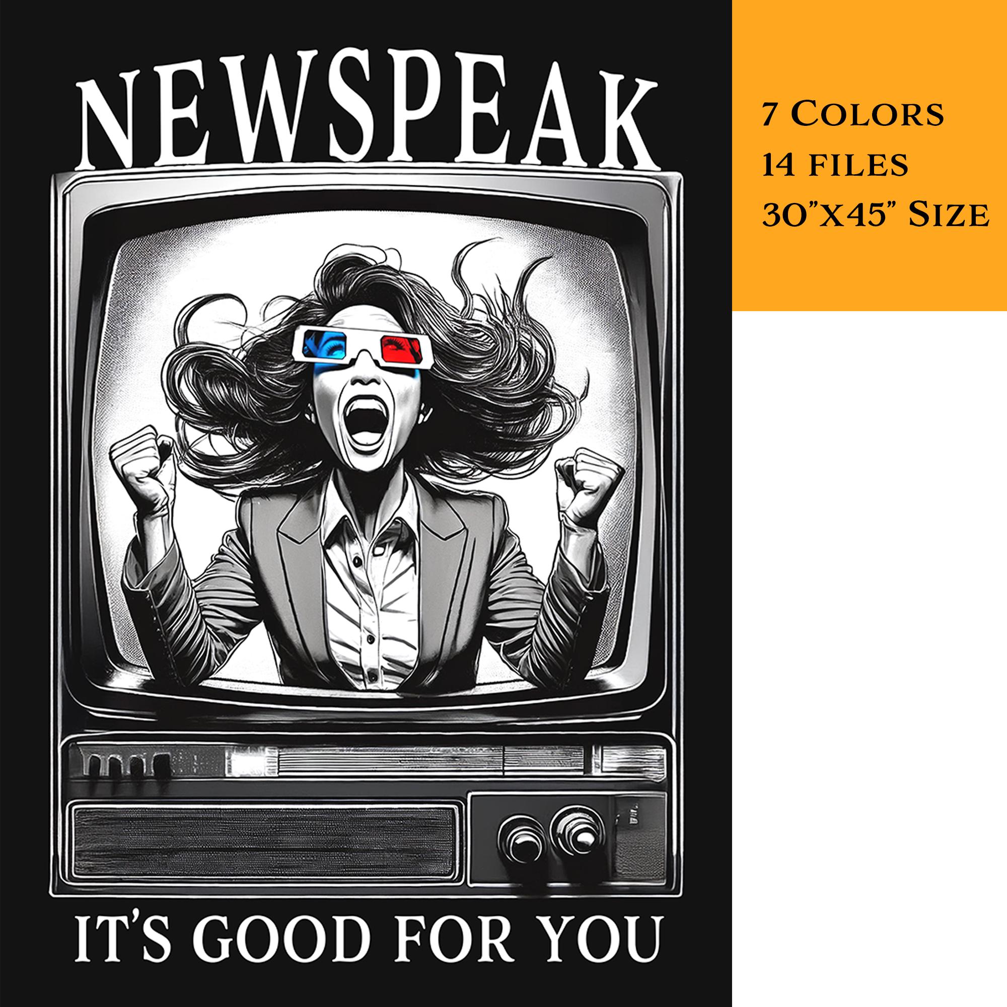 1984 Newspeak Political Satire Print: Orwell Retro Art (digital