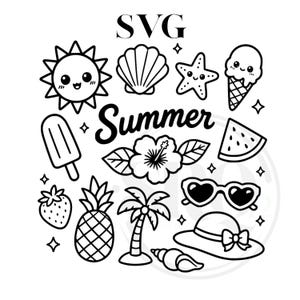 Fun Summer Set SVG, Perfect Summer Day PNG (Digital Download), Cute Summer Cut Design, Pool Party Laser File, Summer Essential SVG Set