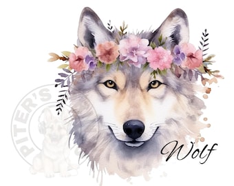 Wolf Decal: Waterproof UV DTF Sticker for Laptop, Car, Water Bottle