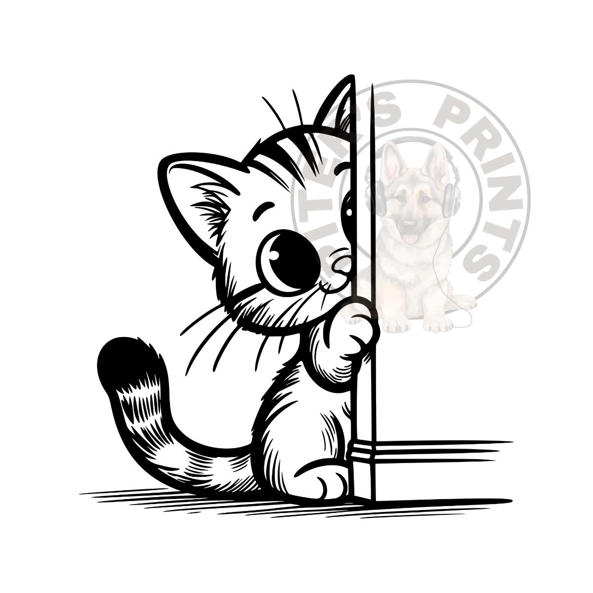 Set Of 6 Cute Peeking Cat Vinyl Decals - White Glossy Bumper Or Window Stickers, Made In USA 14 thumbnail image