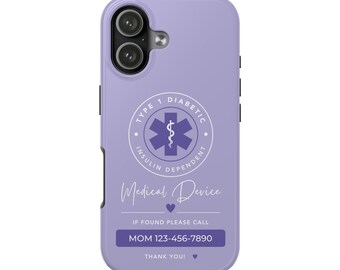 Personalized Type 1 Diabetic Phone Case, Insulin Dependent Medical Alert, Customizable Medical Device