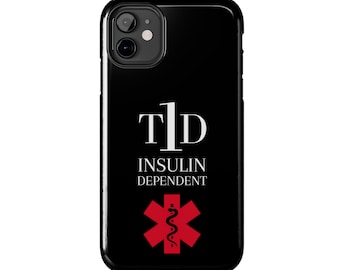Étui pour téléphone avec alerte médicale pour diabétiques de type 1, insulinodépendants, sensibilisation au diabète