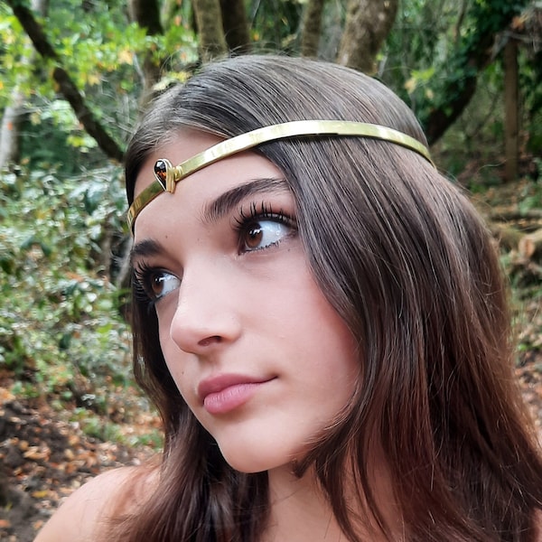 Circlet Brass Wedding Prom Queen Princess Leaded Glass Swarovski Crystal - Spirit of the Goddess