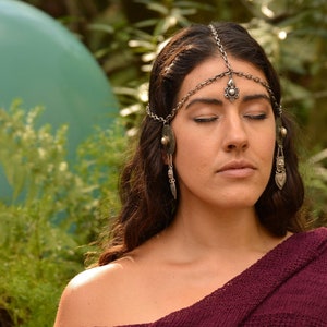 Beaded Chain Headpiece: Silver Renaissance Costume Crown