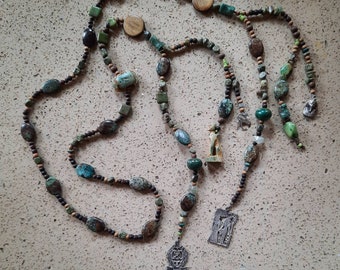 Egyptian Isis Bead Shawl Necklace Gems Stones Turquoise  Silver Prayer Greek Ritual Jewelry Ancient Civilizations Mythological   Cleopatra