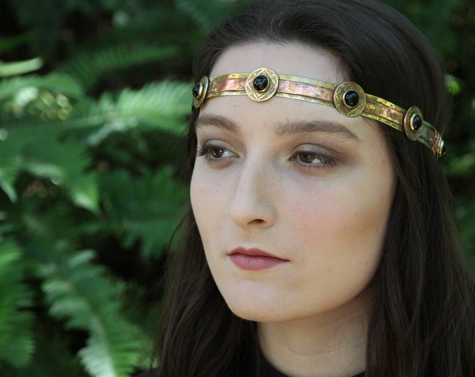 Copper and Brass Circlet Headpiece Crown With Stamped Details - Etsy