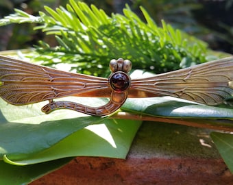 Dragonfly  with Garnet Stone Circlet Crown Headpiece - Spirit of the Goddess