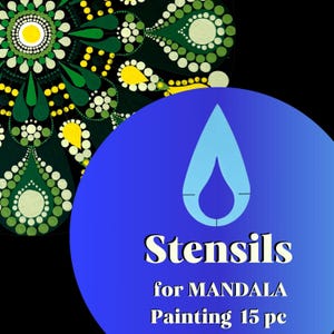 Bundle stencil sets for mandala drawing, Teardrop shapes dot art tools,  pattern building, geometric figures, tracing set